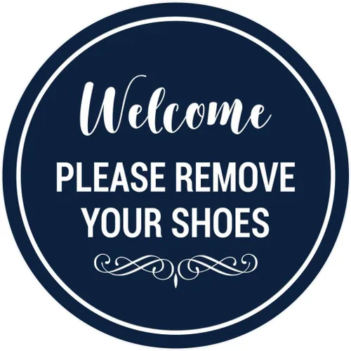 Vista 10 de Signs ByLITA Circle Welcome Please Remove Your Shoes Sign, Negro