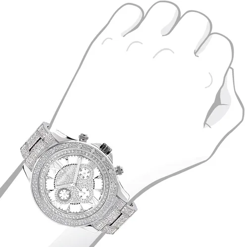 Vista 3 de LUXURMAN Reloj con bisel de diamantes y banda para hombre 1ctw de diamantes Liberty, Moderno
