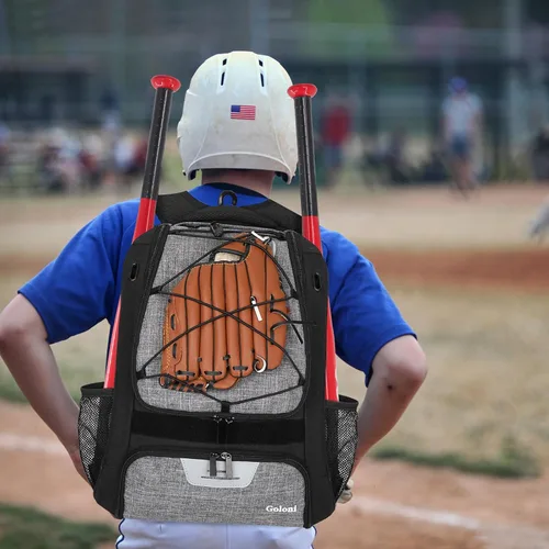 Vista 6 de Goloni Softball bag,Baseball Bag with Shoes Compartment and 2 Bat Holders Gris