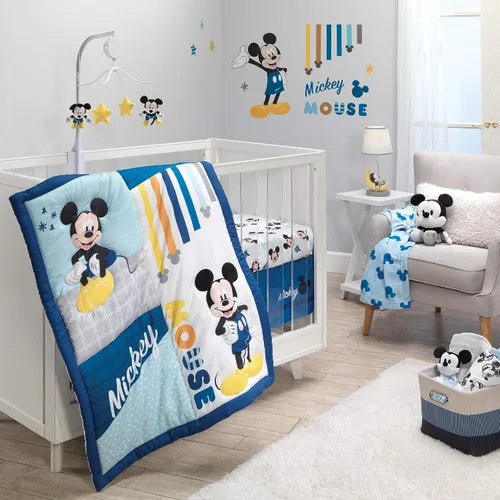 Vista 4 de Lambs & Ivy Disney Baby Forever Mickey Mouse - Sábana bajera ajustable para cuna blanca Fits Standard Size Crib/Toddler Mattress Measuring 52" x