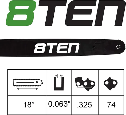 Vista 6 de 8TEN Barra guía de motosierra de 18 pulgadas, cadena .063 .325 74DL para Stihl MS 280 290 361 440 660 3003 008 6817 183SLGD025 laminado