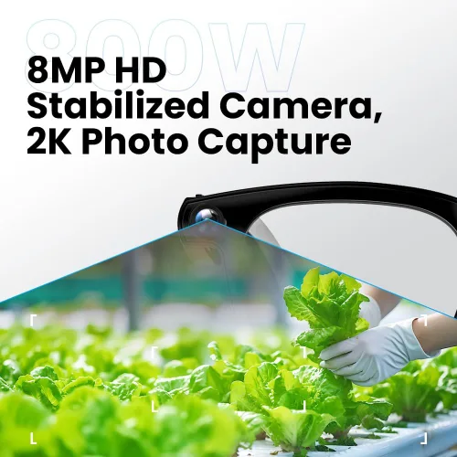 Vista 3 de Padmate Viewmate - Lentes inteligentes AI con cámara, grabación HD 1080P y control de voz, lentes de traducción Bluetooth con 164 idiomas