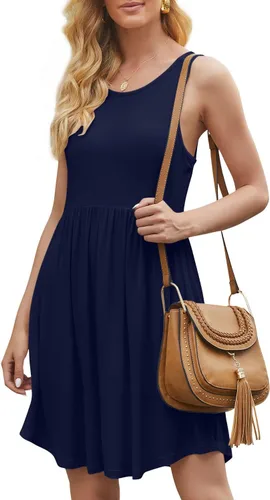 Vista 5 de HiMONE - Vestidos de verano sin mangas para mujer, vestido casual de playa, pequeño con bolsillo, moderno