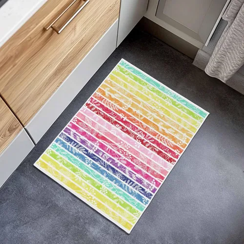 Vista 8 de Tapete de baño de arco iris, suave, para baño, ducha, bañera, cocina, tapete lavable, para dormitorio, cuarto de servicio, pasillo, moderno