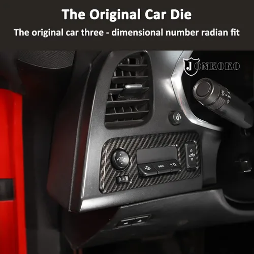 Vista 3 de Panel de botón para interruptor de faros de automóvil para Chevrolet Corvette C7 2014-2019 convertible, accesorios interiores (fibra de carbono)