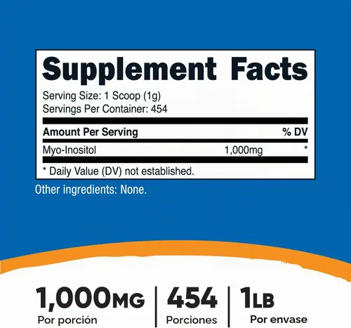Vista 2 de Nutricost - Polvo de Inositol 1LB (454 Gramos) - Sin gluten, sin OMG