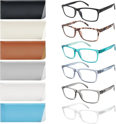 Vista 8 de SIGVAN Paquete de 6 lentes de lectura para mujeres y hombres, bloqueo de luz azul, bisagra de resorte, antifatiga ocular/deslumbramiento, lectores 6
