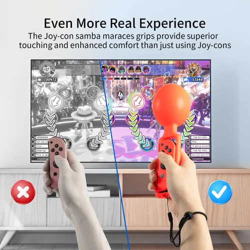 Vista 5 de Mviioe Empuñaduras para mando de interruptor compatibles con Samba de Amigo Party Central - Nintendo Switch, Samba Maracas (paquete de 2)