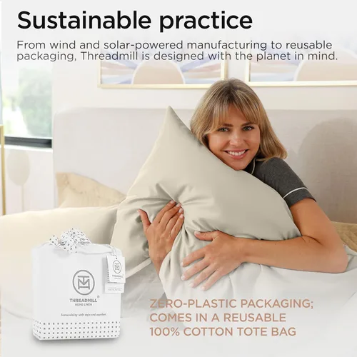 Vista 24 de Threadmill Sábanas para Cama Individual – 800 Número de Hilos Jacquard Celine Gris Oscuro, 100% Algodón Natural Juego de Cama de 3 Piezas a Rayas