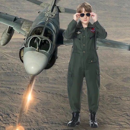 Vista 4 de Antsoldier Disfraz de piloto de combate para niños, disfraz de piloto, disfraz de aviador, disfraz de aviador, para niños, adultos, Halloween