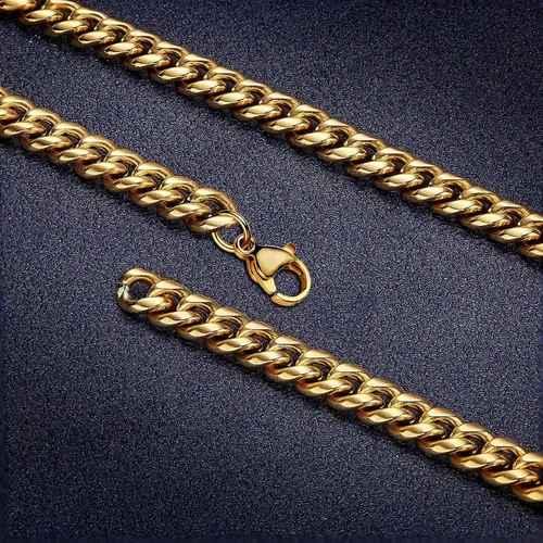 Vista 4 de Monily Cadenas de eslabones cubanos para hombres, cadena de acero inoxidable para niños, collar grueso de 0.236 in a 0.433 in, 16 pulgadas a 36