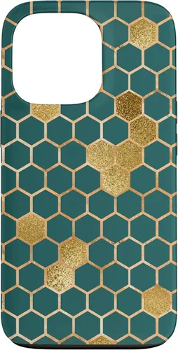 Vista 10 de Bees Honeycomb Pattern Print Honey Hexagon Bees Hive - Green Case for iPhone 17