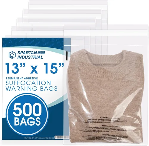 Vista 8 de Spartan Industrial - Bolsas de polietileno transparentes autosellantes de 10 x 12 pulgadas (1000 unidades) con advertencia de asfixia para embalaje