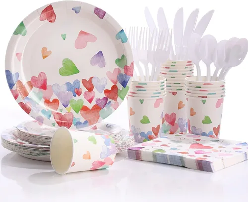 Vista 10 de Decoraciones para Baby Shower Girl - Juego de platos, tazas y servilletas para baby shower, sirven 24, platos festoneados florales rosas