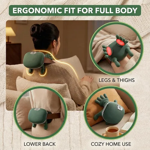 Vista 3 de Masajeador inalámbrico de cuello y hombros con calor, masajeador Bionic 4D de tejido profundo de espalda, diseño manos libres para relajación