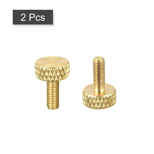 Vista 3 de uxcell 2 tornillos moleteados de latón para pulgar, M3x8mm de agarre plano, perno de sujeción para electrónicos, mecánicos