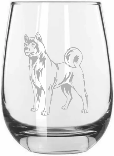 Vista 496 de Shar Pei (chino) - Vaso de vino sin tallo grabado para perro, 15.25 onzas