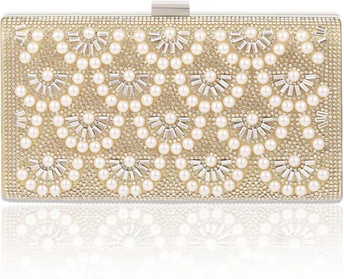 Vista 2 de Evening Clutch Pearl Purse for Women, Party Clutches Bag Wedding Formal Handbags