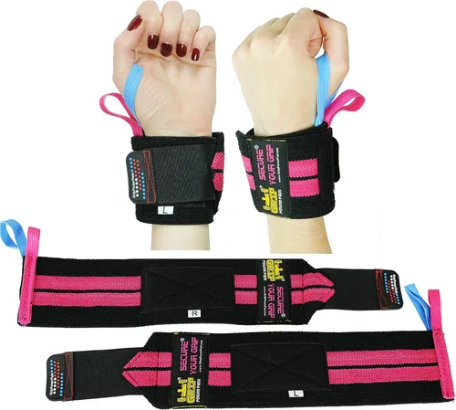 Vista 9 de Bandas de lujo para muñeca, 13 pulgadas de largo, 1 par 2 bandas, para levantamiento de pesas, con apoyo de algodón, bandas para gimnasio, cuerdas