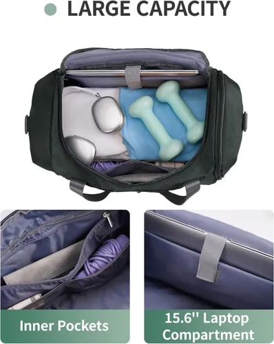 Vista 4 de Bolsa de gimnasio con compartimento para zapatos y soporte para esterilla de yoga y mochila para computadora portátil