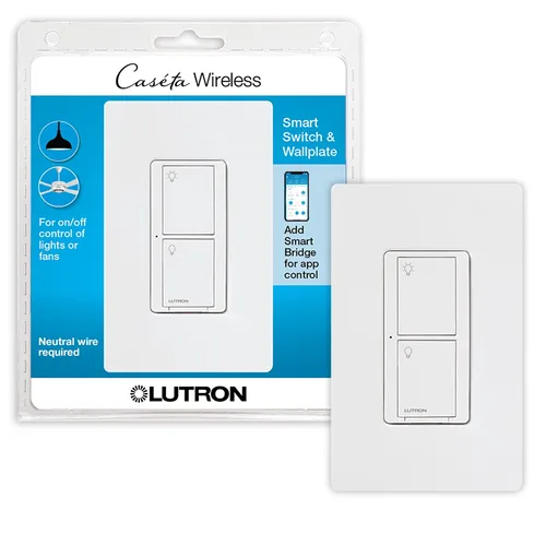 Vista 20 de Lutron Caseta - Kit de interruptor de luz inteligente de 3 vías, con control remoto Pico, placa de pared, soporte de pared para luces LED