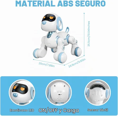 Vista 2 de Perro robot, perro a control remoto para niños con detección táctil de cabeza y función de música, robot interactivo programable, divertido juguete