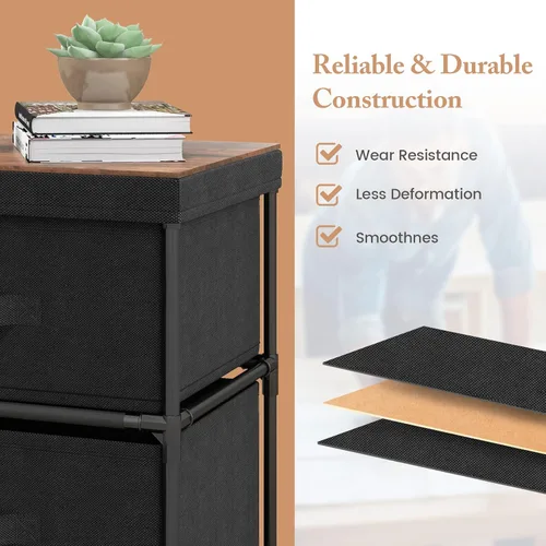 Vista 7 de GOFLAME Cómoda de tela con 2 cajones, mesita de noche para dormitorio, mesita de noche con contenedores y asas de tela extraíbles, mesa auxiliar