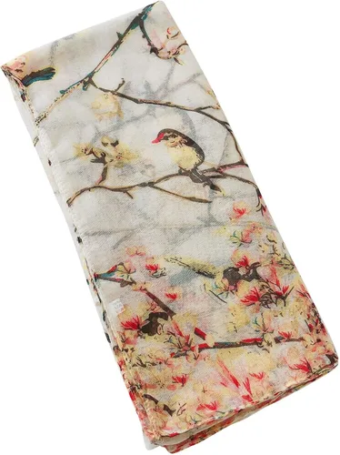 Vista 8 de GERINLY - Bufanda ligera rectangular con estampado de pájaros de primavera