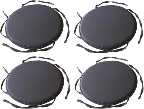 Vista 4 de Womenyiaor Juego de 4 cojines redondos para sillas para interiores y exteriores, con lazos, juego de bistró, almohadillas para sillas de comedor