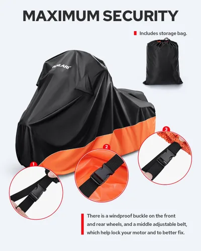 Vista 6 de Benlari Funda impermeable mejorada para motocicleta compatible con Sportster, Iron 883, Forty-Eight, Nightster Special, Superlow, Superlow 1200T