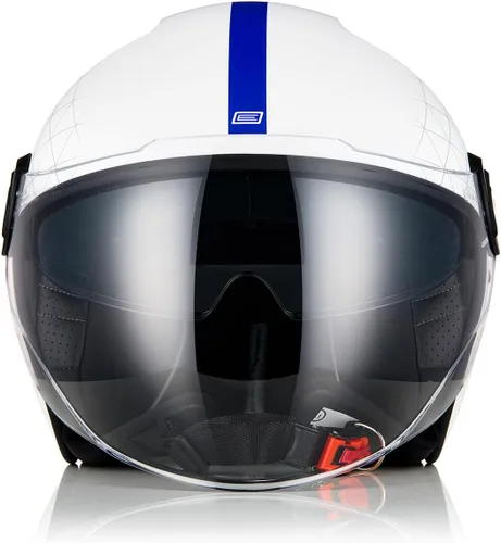 Vista 2 de ORIGINE Casco de motocicleta de cara abierta, casco de scooter, casco jet con doble visera aprobado por DOT