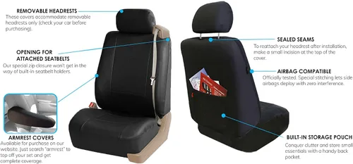 Vista 2 de FH GROUP FH-PU002-1013 – 1013 Classic exquisita cubre asiento, banco divisible, gris/negro