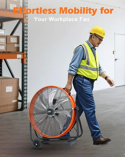 Vista 6 de JVO Ventilador de tambor de piso industrial de 24 pulgadas, ventilador de piso de alta velocidad de 9500 CFM con 8 aspas y ventilador grande de 3