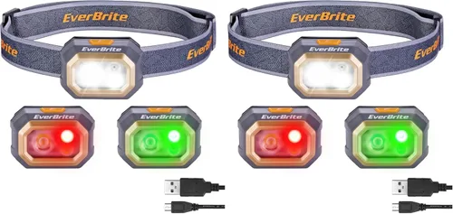 Vista 9 de EverBrite - Linterna frontal recargable de 700 lúmenes con modos de luz blanca, roja y verde