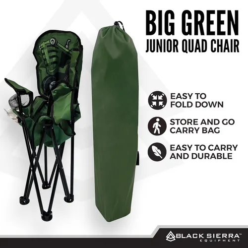 Vista 9 de Black Sierra Silla de campamento para niños, asiento plegable para niños que soporta 150 libras, silla de césped portátil para exteriores, incluye