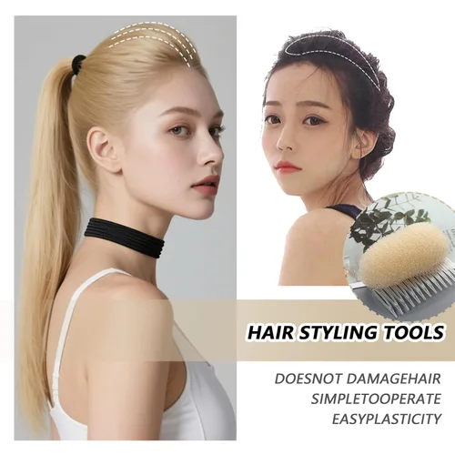 Vista 5 de ericotry 2 piezas de encantador peine para el cabello, insertos de volumen de colmena, base de cabello, almohadilla para moño, accesorios