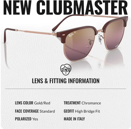 Vista 35 de Ray-Ban RB4416 NEW CLUBMASTER - Gafas de sol de forma cuadrada redonda con kit oficial de gafas