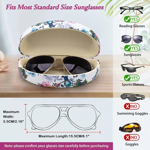 Vista 3 de Estuche rígido para gafas de sol, varios patrones de cuero para gafas de sol,Gafas con paño de limpieza