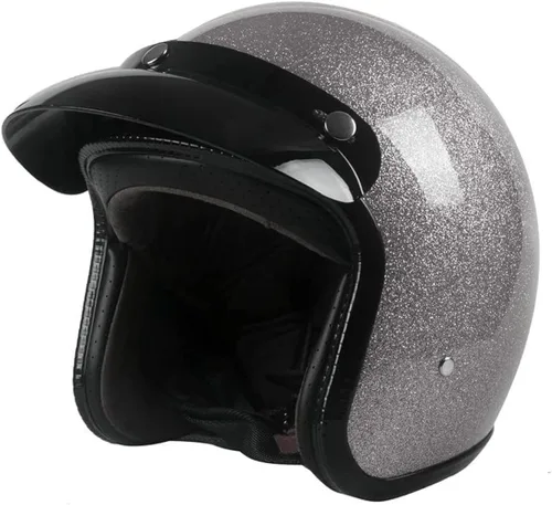 Vista 10 de Casco de motocicleta retro Harssidanzar 3/4 con cara abierta, estilo vintage para hombres y mujeres, aprobado por el Departamento de Transporte CU601