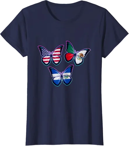 Vista 40 de Multiculti Heritage. Camiseta El Salvador México y Estados Unidos