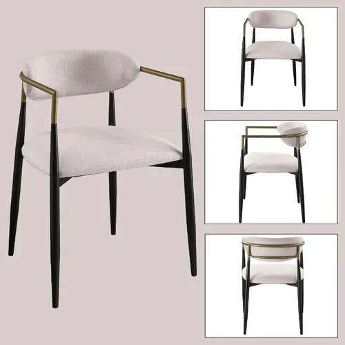 Vista 14 de Acme Jaramillo Barrel - Silla lateral en color beige y negro (juego de 2)