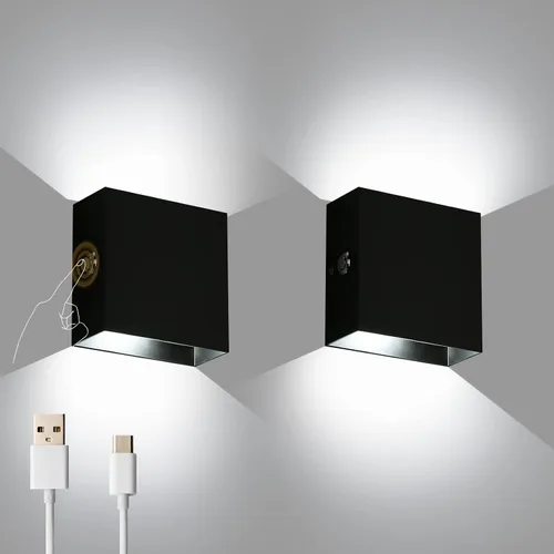 Vista 11 de Lightess Juego de 2 apliques de pared recargables con interruptor táctil, luces de pared interior regulables alimentadas por batería para pasillo