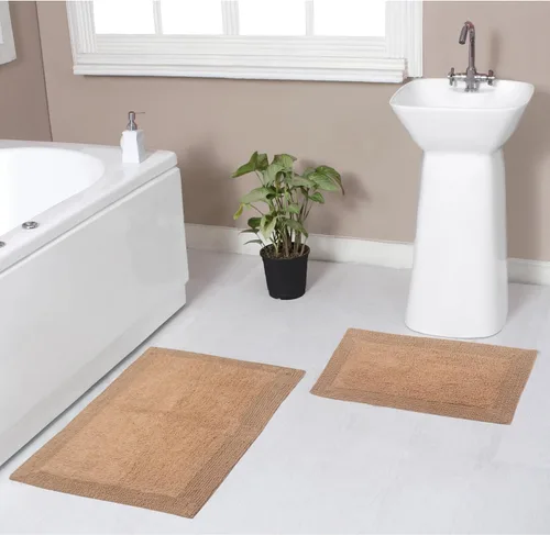 Vista 61 de Home Weavers Luxury Collection 100% Cotton Reversible Bathroom Rugs Set, Washable Rug, Soft Cotton Extra Soft and Absorbent Bath Rug, Kitchen Mat, 2