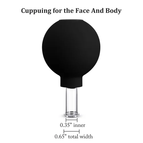 Vista 2 de Nuanchu Taza de ventosas faciales de vidrio, taza de silicona para masaje, succión al vacío, para cuerpo, cara, pierna, brazo, espalda, hombro, Negro