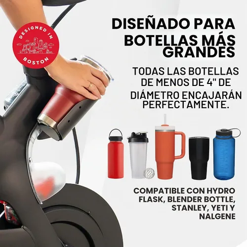 Vista 5 de Portabidones extra grandes para bicicleta Peloton original – Diseño totalmente metálico – Compatible con YETI + Nalgene + Hydro Flask accesorio