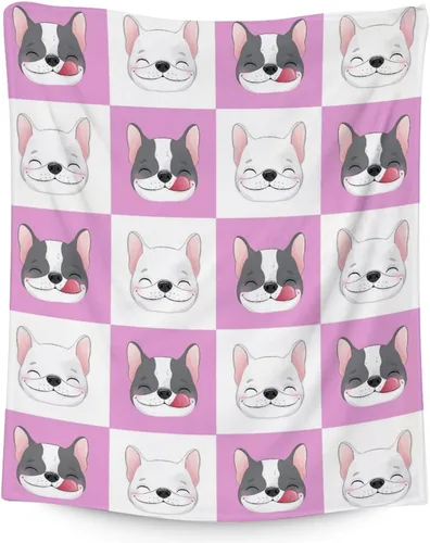 Vista 11 de Regalos de bulldog francés para niños, 30 x 40 pulgadas, mantas de bulldog francés tamaño regazo, mantas suaves y peludas con temática de perros