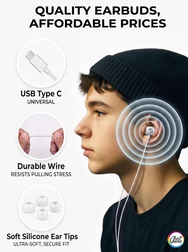 Vista 3 de Halo - Paquete de 30 auriculares USB C con cable con micrófono, auriculares intrauditivos tipo C con control de volumen, auriculares a granel