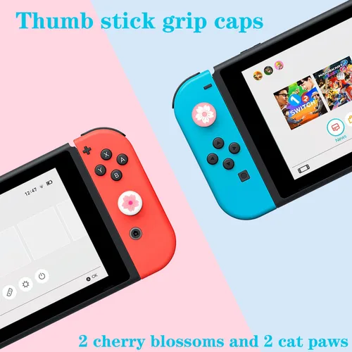 Vista 6 de OLDZHU Pink Travel Carrying Case Accessories Kit Compatible With Nintendo Switch - 10 in 1 Essential Protection Kits with Hard Protective