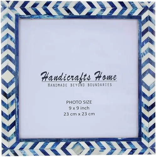 Vista 76 de Handicrafts Home Marco de fotos azul con incrustaciones de hueso de mosaico Azul-Indigo Mosaico
