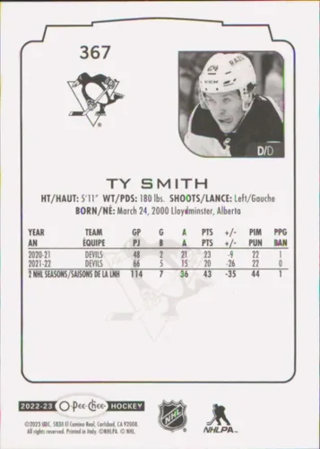 Vista 2 de 2022-23 O-Pee-Chee #367 Ty Smith New Jersey Devils Hockey Card - GotBaseballCards